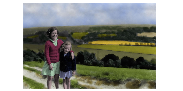 1950's Photo of Two Girls - Resored and Colourised